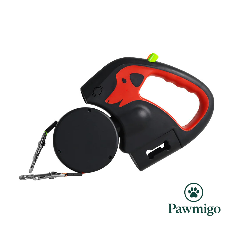 Pawmigo DualDog™ Retractable Leash — Walk 2 Dogs, No Tangles, With LED