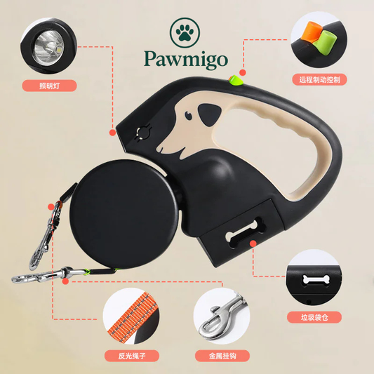 Pawmigo DualDog™ Retractable Leash — Walk 2 Dogs, No Tangles, With LED
